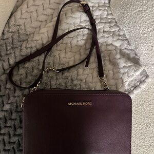 Michael Kors Purple Crossbody Bag with Adjustable Strap - LIPSTICK STAIN INSIDE